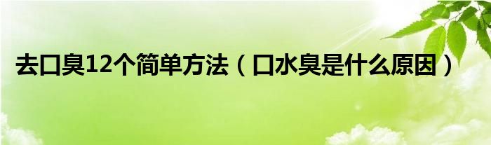 去口臭12個(gè)簡單方法（口水臭是什么原因）