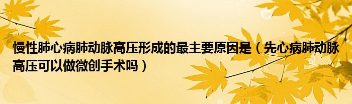 慢性肺心病肺動脈高壓形成的最主要原因是（先心病肺動脈高壓可以做微創(chuàng)手術嗎）