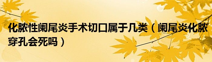 化膿性闌尾炎手術切口屬于幾類（闌尾炎化膿穿孔會死嗎）