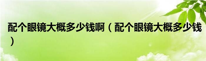 配個(gè)眼鏡大概多少錢啊（配個(gè)眼鏡大概多少錢）