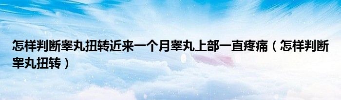 怎樣判斷睪丸扭轉(zhuǎn)近來一個(gè)月睪丸上部一直疼痛（怎樣判斷睪丸扭轉(zhuǎn)）