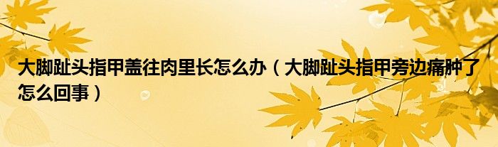 大腳趾頭指甲蓋往肉里長(zhǎng)怎么辦（大腳趾頭指甲旁邊痛腫了怎么回事）