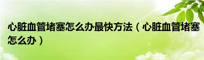 心臟血管堵塞怎么辦最快方法（心臟血管堵塞怎么辦）