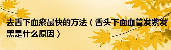 去舌下血瘀最快的方法（舌頭下面血管發(fā)紫發(fā)黑是什么原因）