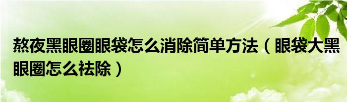 熬夜黑眼圈眼袋怎么消除簡(jiǎn)單方法（眼袋大黑眼圈怎么祛除）