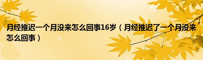 月經推遲一個月沒來怎么回事16歲（月經推遲了一個月沒來怎么回事）