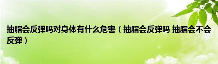 抽脂會(huì)反彈嗎對(duì)身體有什么危害（抽脂會(huì)反彈嗎 抽脂會(huì)不會(huì)反彈）