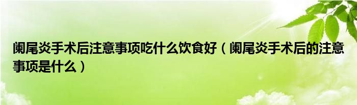 闌尾炎手術后注意事項吃什么飲食好（闌尾炎手術后的注意事項是什么）