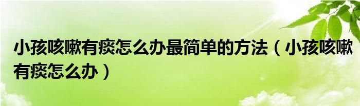 小孩咳嗽有痰怎么辦最簡單的方法（小孩咳嗽有痰怎么辦）