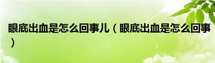 眼底出血是怎么回事兒（眼底出血是怎么回事）