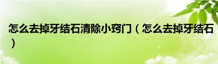 怎么去掉牙結(jié)石清除小竅門(mén)（怎么去掉牙結(jié)石）