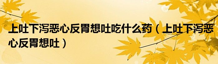 上吐下瀉惡心反胃想吐吃什么藥（上吐下瀉惡心反胃想吐）