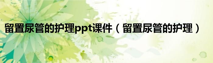 留置尿管的護理ppt課件（留置尿管的護理）