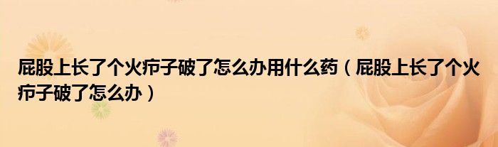 屁股上長(zhǎng)了個(gè)火癤子破了怎么辦用什么藥（屁股上長(zhǎng)了個(gè)火癤子破了怎么辦）