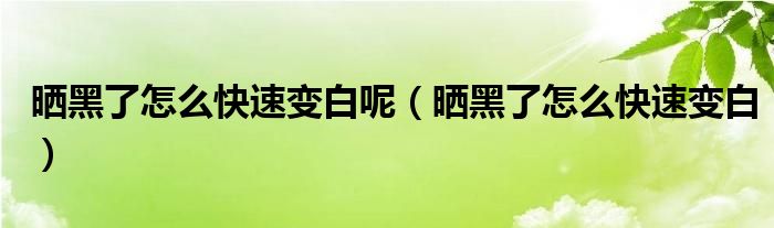 曬黑了怎么快速變白呢（曬黑了怎么快速變白）