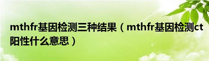 mthfr基因檢測三種結(jié)果（mthfr基因檢測ct陽性什么意思）