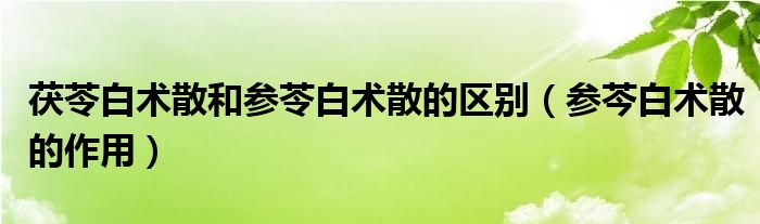 茯苓白術(shù)散和參苓白術(shù)散的區(qū)別（參芩白術(shù)散的作用）