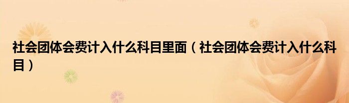 社會(huì)團(tuán)體會(huì)費(fèi)計(jì)入什么科目里面（社會(huì)團(tuán)體會(huì)費(fèi)計(jì)入什么科目）