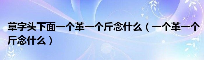 草字頭下面一個革一個斤念什么（一個革一個斤念什么）