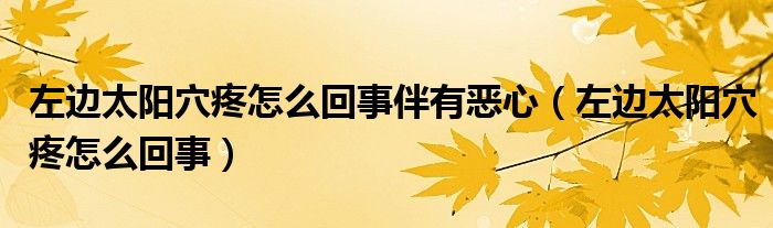 左邊太陽(yáng)穴疼怎么回事伴有惡心（左邊太陽(yáng)穴疼怎么回事）