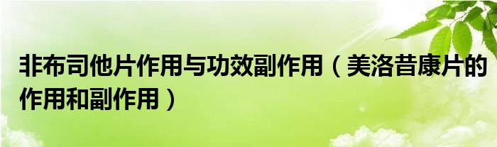 非布司他片作用與功效副作用（美洛昔康片的作用和副作用）