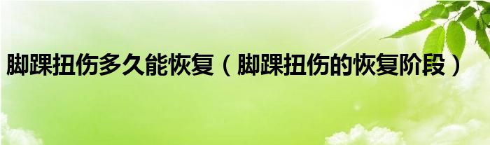 腳踝扭傷多久能恢復(fù)（腳踝扭傷的恢復(fù)階段）