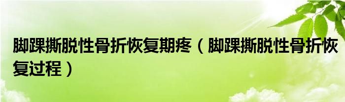 腳踝撕脫性骨折恢復(fù)期疼（腳踝撕脫性骨折恢復(fù)過程）