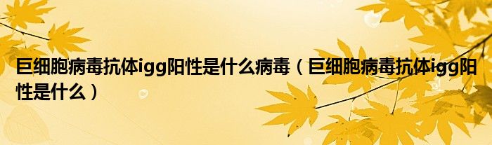 巨細(xì)胞病毒抗體igg陽(yáng)性是什么病毒（巨細(xì)胞病毒抗體igg陽(yáng)性是什么）