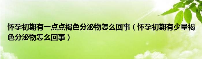 懷孕初期有一點點褐色分泌物怎么回事（懷孕初期有少量褐色分泌物怎么回事）