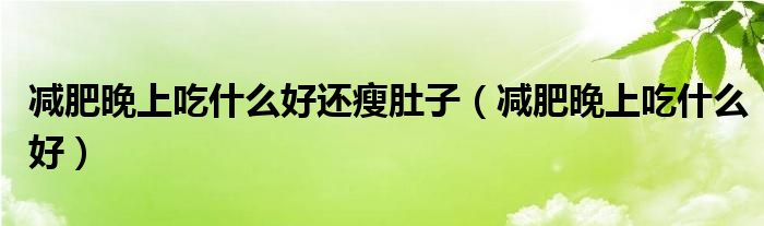 減肥晚上吃什么好還瘦肚子（減肥晚上吃什么好）