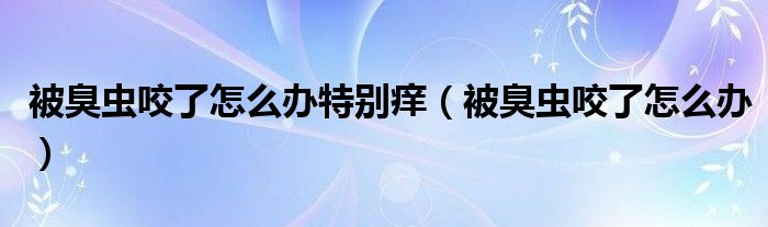 被臭蟲咬了怎么辦特別癢（被臭蟲咬了怎么辦）