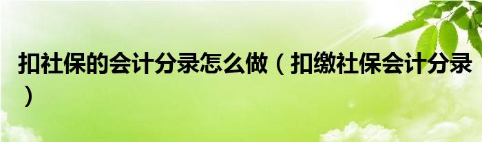 扣社保的會(huì)計(jì)分錄怎么做（扣繳社保會(huì)計(jì)分錄）