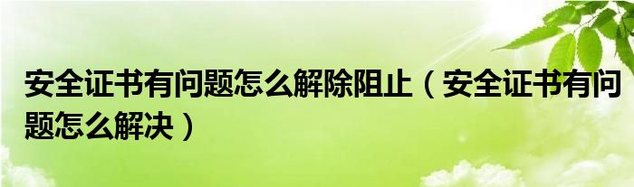 安全證書有問題怎么解除阻止（安全證書有問題怎么解決）