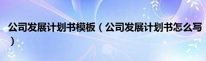 公司發(fā)展計(jì)劃書模板（公司發(fā)展計(jì)劃書怎么寫）