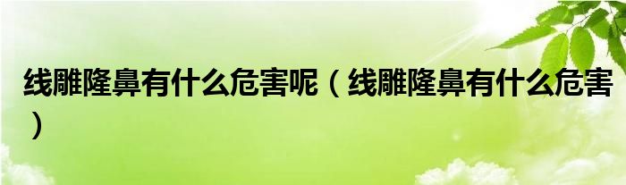 線雕隆鼻有什么危害呢（線雕隆鼻有什么危害）