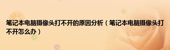 筆記本電腦攝像頭打不開的原因分析（筆記本電腦攝像頭打不開怎么辦）