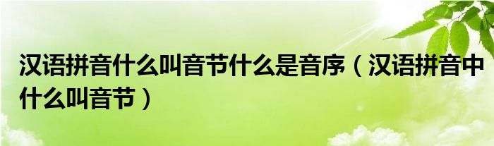 漢語拼音什么叫音節(jié)什么是音序（漢語拼音中什么叫音節(jié)）