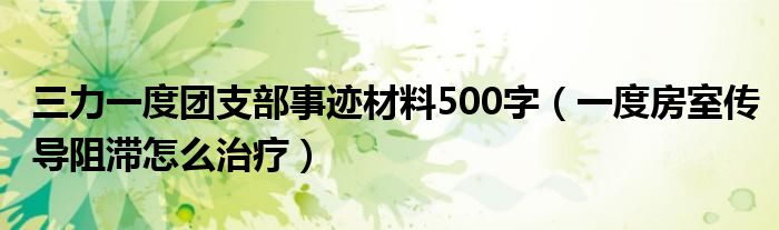 三力一度團支部事跡材料500字（一度房室傳導(dǎo)阻滯怎么治療）