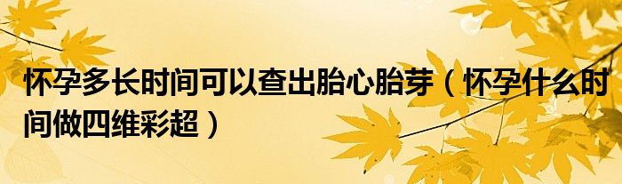 懷孕多長(zhǎng)時(shí)間可以查出胎心胎芽（懷孕什么時(shí)間做四維彩超）