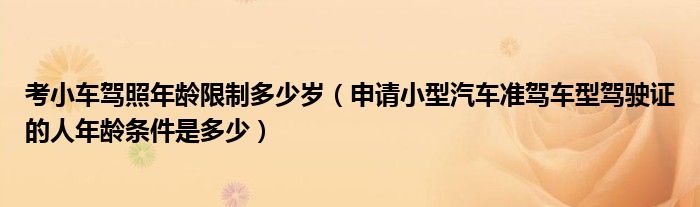 考小車駕照年齡限制多少歲（申請(qǐng)小型汽車準(zhǔn)駕車型駕駛證的人年齡條件是多少）