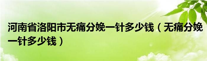 河南省洛陽市無痛分娩一針多少錢（無痛分娩一針多少錢）