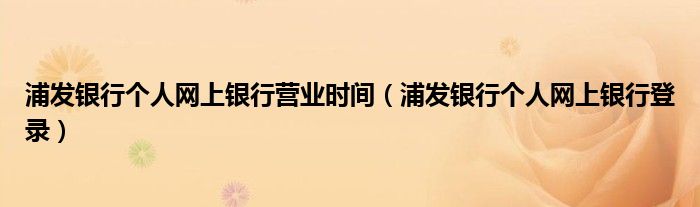 浦發(fā)銀行個(gè)人網(wǎng)上銀行營(yíng)業(yè)時(shí)間（浦發(fā)銀行個(gè)人網(wǎng)上銀行登錄）