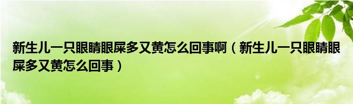 新生兒一只眼睛眼屎多又黃怎么回事?。ㄐ律鷥阂恢谎劬ρ凼憾嘤贮S怎么回事）