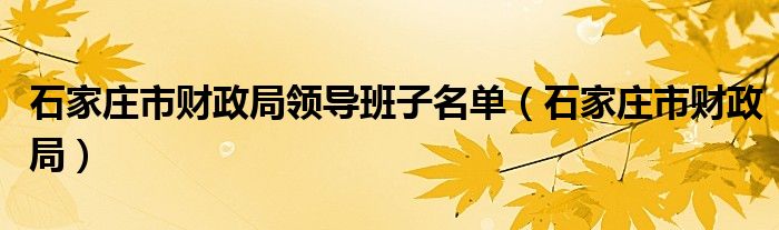 石家莊市財政局領導班子名單（石家莊市財政局）