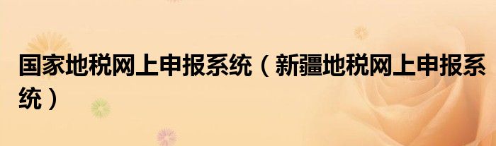 國家地稅網(wǎng)上申報系統(tǒng)（新疆地稅網(wǎng)上申報系統(tǒng)）