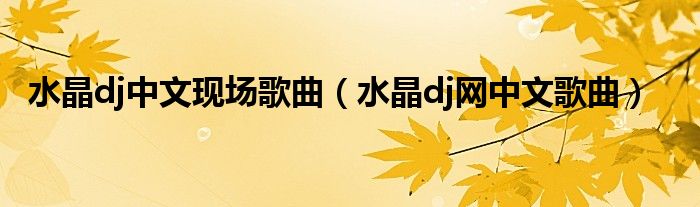 水晶dj中文現(xiàn)場(chǎng)歌曲（水晶dj網(wǎng)中文歌曲）