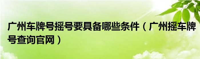 廣州車牌號搖號要具備哪些條件（廣州搖車牌號查詢官網(wǎng)）