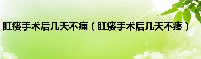 肛瘺手術(shù)后幾天不痛（肛瘺手術(shù)后幾天不疼）