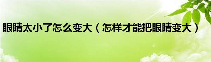 眼睛太小了怎么變大（怎樣才能把眼睛變大）