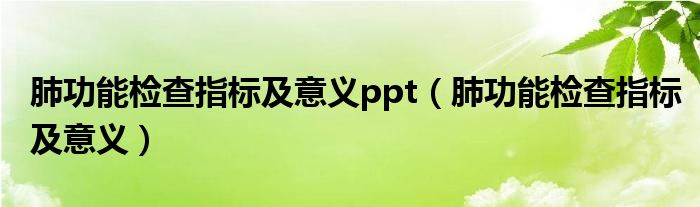 肺功能檢查指標(biāo)及意義ppt（肺功能檢查指標(biāo)及意義）